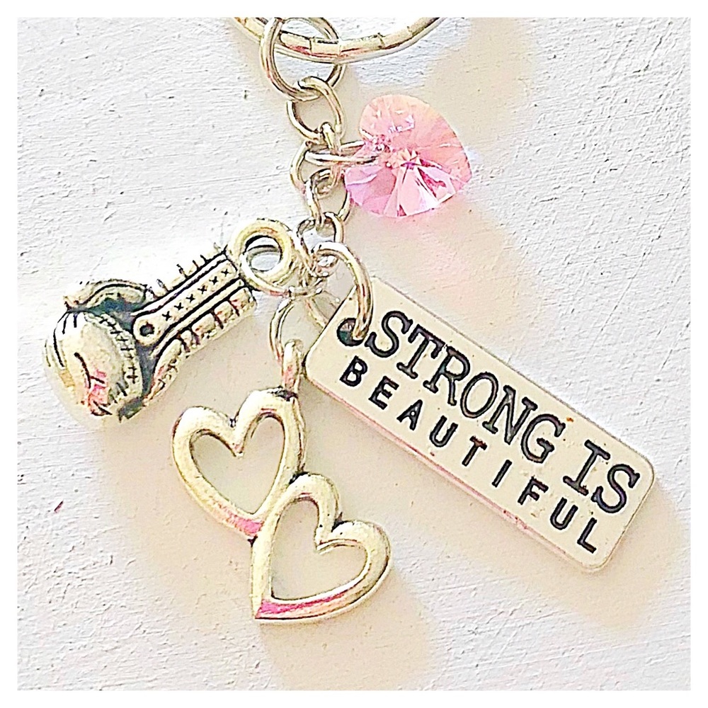 Personalized Strong is Beautiful Silver Keychain